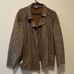 Philosophy Brown Leather Jacket with Textured Finish